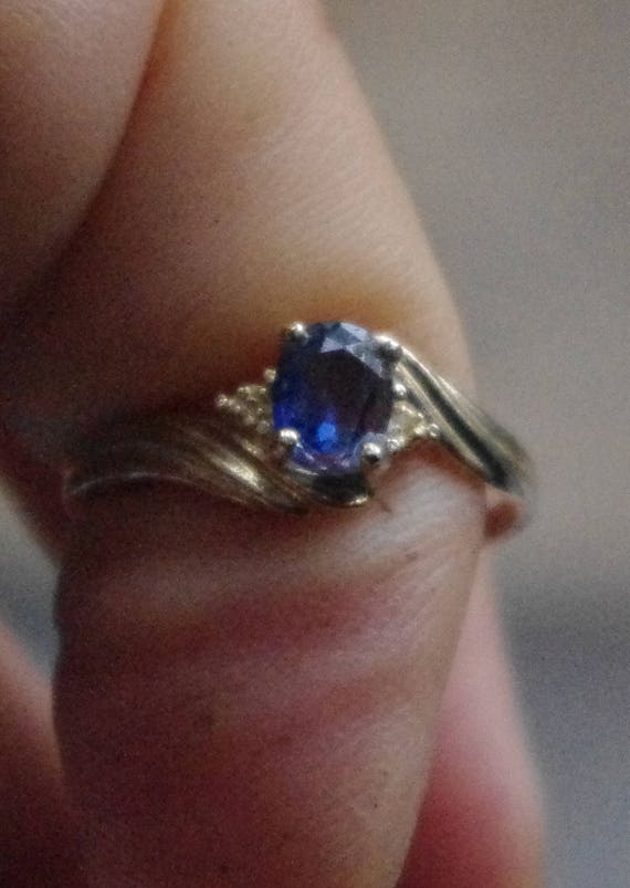14k Or Blanc Naturel Saphir Bleu Eternity Ring septembre Pierre de Naissance Taille 7