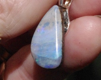 Solid Australian Boulder Opal on Sterling Silver bail