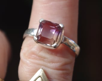 Natural Ametrine in large sterling silver ring
