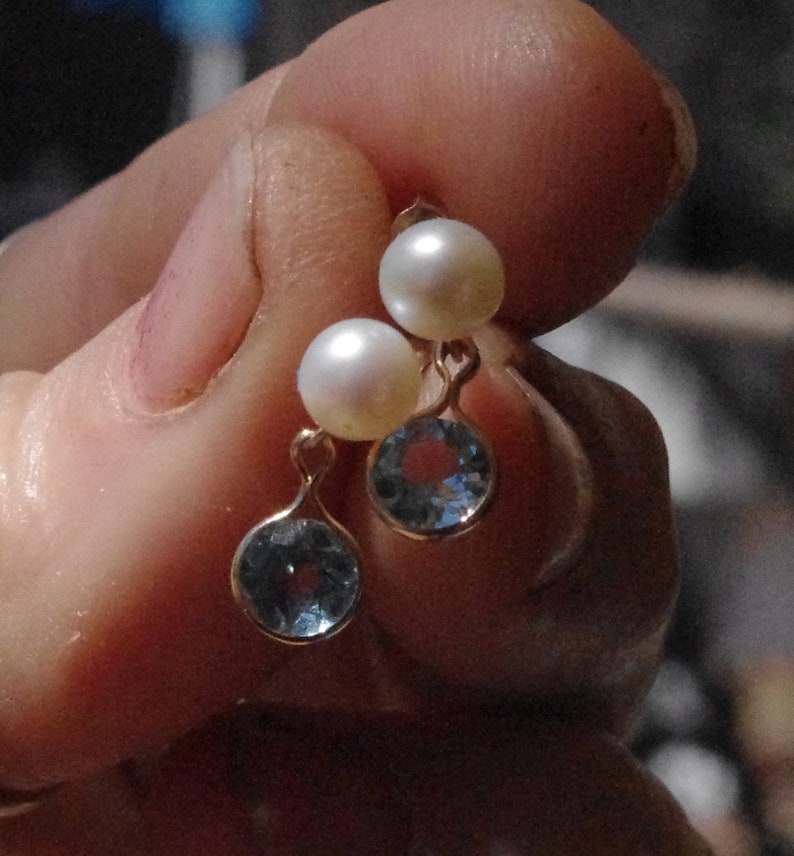 Natural Freshwater Pearl and Faceted Garnets in Sterling Silver findings and studs