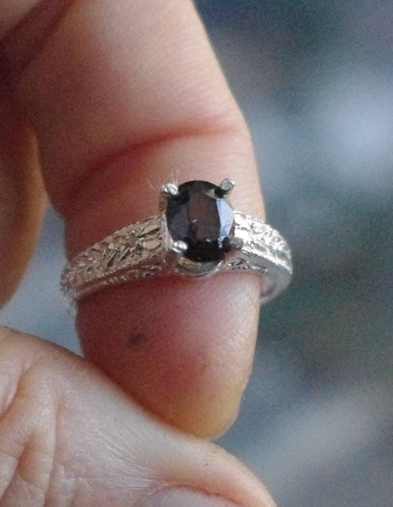 天然ダークパープルスピネル スターリングシルバーリング - Etsy 日本