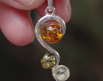 Natural Baltic Amber in Sterling Silver pendant