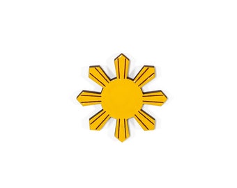 Philippine Sun Pin, Magnet, Keychain, or Jibbitz | Philippines Flag Art, Yellow Sun Pin, Philippine Pins, Filipino Art, Filipino Pin