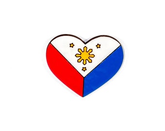 Heart-Shaped Philippine Flag Pin, Magnet, Keychain, or Jibbitz | Filipinx, Filipina, Filipino, Philippines Gift, Country Flag, Filipino Pins