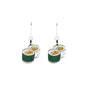 Sushi Rolls Earrings, Handpainted © 2019