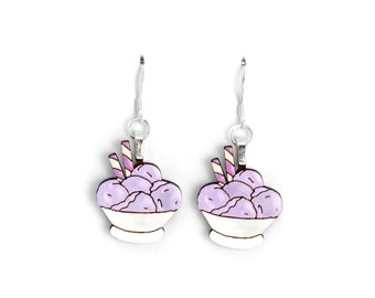 Ube Ice Cream Earrings, Handpainted © 2019