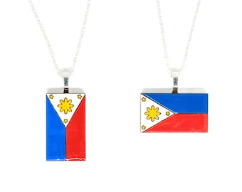 Philippinen Flagge Halskette, Handbemalt © 2019