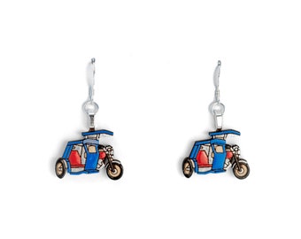Tricycle Earrings | Filipino Transportation, Filipino Taxi, Philippines Earrings, Philippines Art, Filipino Jewelry, Philippines Gift