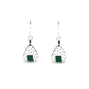 Onigiri Rice Ball Earrings, Handpainted © 2019