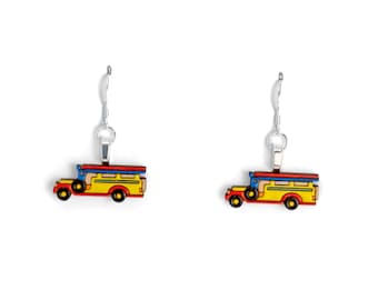 Jeepney Earrings | Filipino Jeepney, Yellow Jeepney, Filipino Transportation, Painted Bus, Colorful Jeep, Filipino Art, Philippines Gift