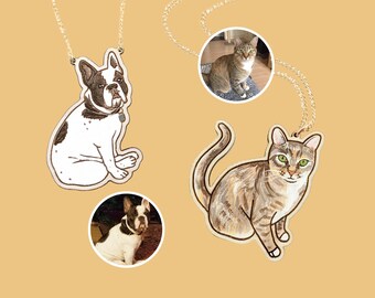 Custom Painted Pet Pendant for Dog, Cat, or Other Animal | Necklace, Keychain, Magnet, Pin