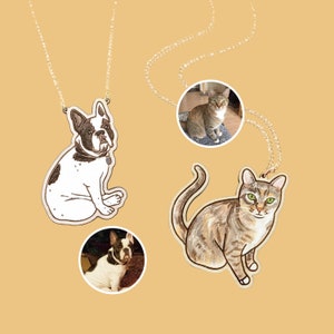 Custom Painted Pet Pendant for Dog, Cat, or Other Animal | Necklace, Keychain, Magnet, Pin, Lasercut Wood Accessories, Engraved Portrait