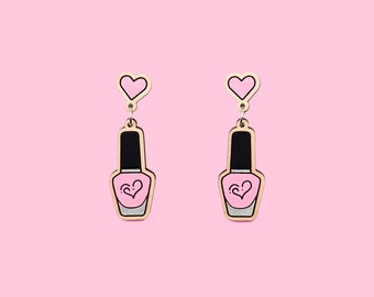 Pink Nail Polish Earrings