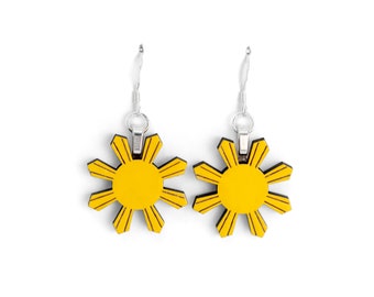 Philippine Sun Earrings | Yellow Sun Earrings, Filipino Culture, Philippines Gifts, Philippines Art, Philippine Flag, Filipino Jewelry