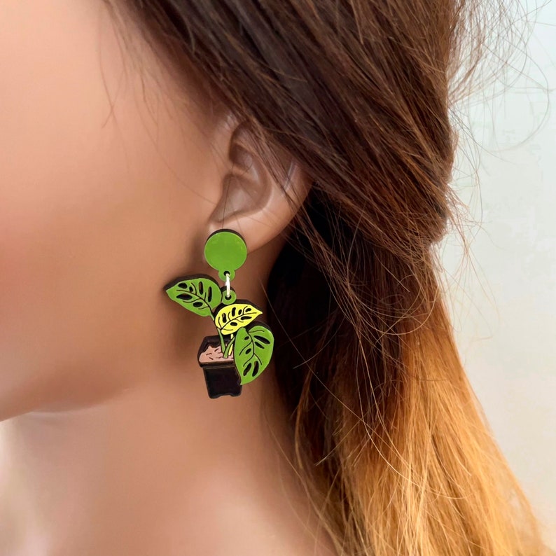 Monstera Deliciosa Plant Earrings image 2