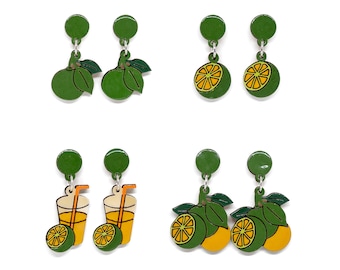 Calamansi Earrings, Handpainted © 2021