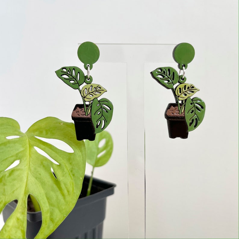 Boucles d'oreilles plante Monstera Deliciosa image 5