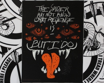 Glow in the Dark Monster Vinyl Sticker - "The Spider Doesn't Know"