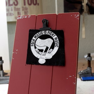 Anti-fascist punk patch - Folk Music is Fight Music | crust | AFA | 161 | Punk | Metal | Goth | Folk| Battlejacket image 1