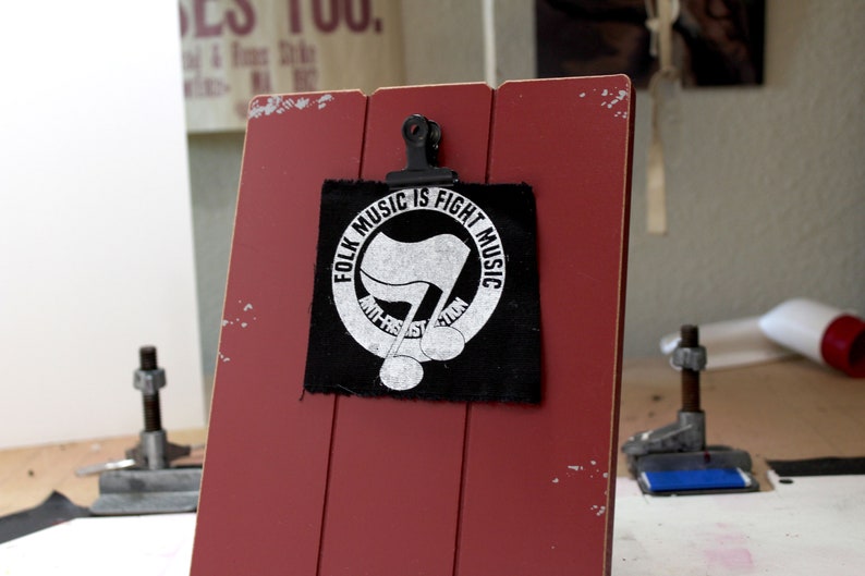 Anti-fascist punk patch - Folk Music is Fight Music | crust | AFA | 161 | Punk | Metal | Goth | Folk| Battlejacket image 1