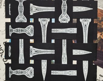 As Many Knives as Possible number 2 "Question & Answer" - screened patch | punk | goth | metal | crust | folk | illustration | Sew on