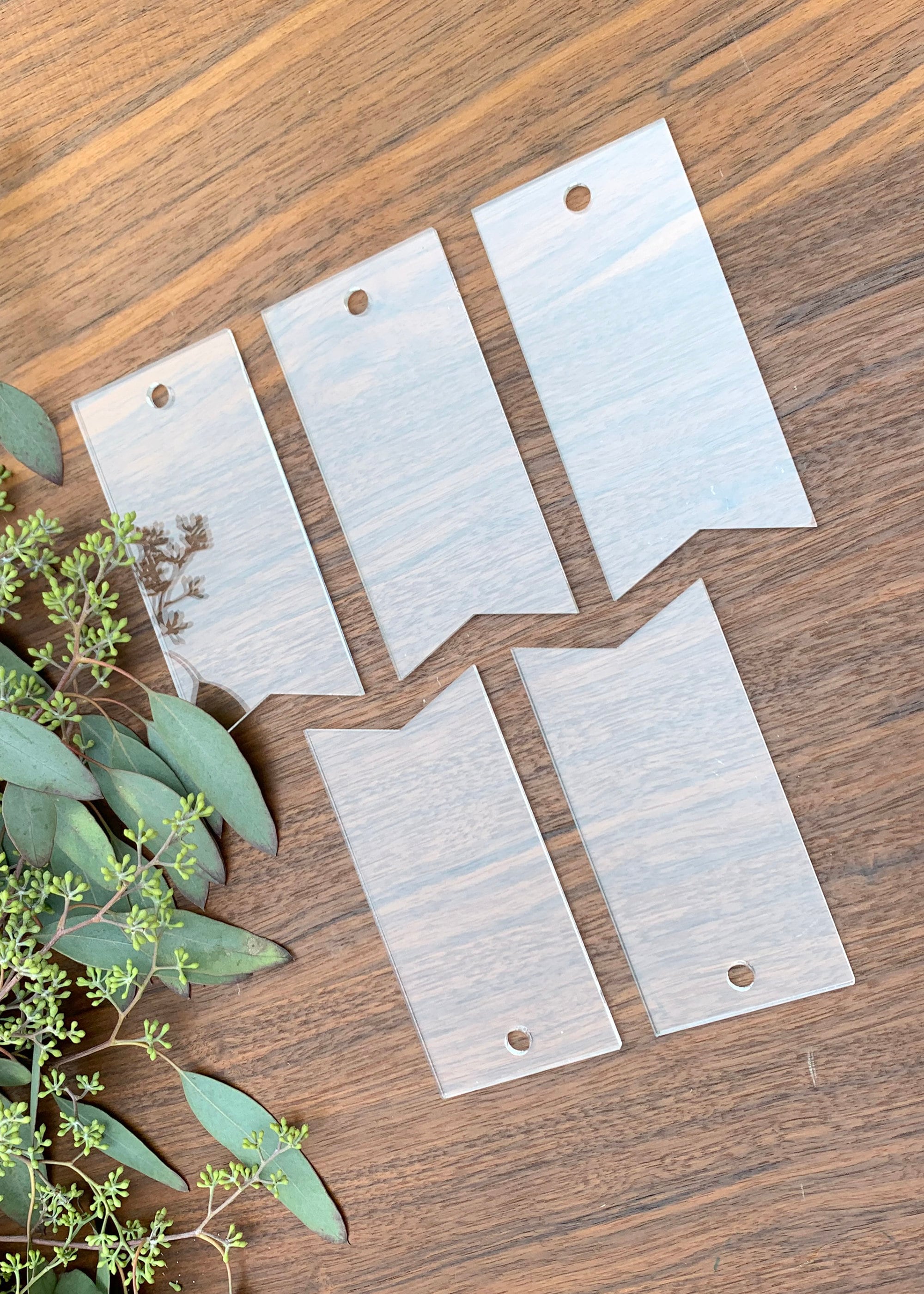 DIY Blank Acrylic Pennant Name Tags SET OF 5 Clear Resin Etsy