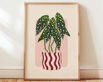 Begonia Maculata Print, Colourful Plant Art, Plant Lover Gift