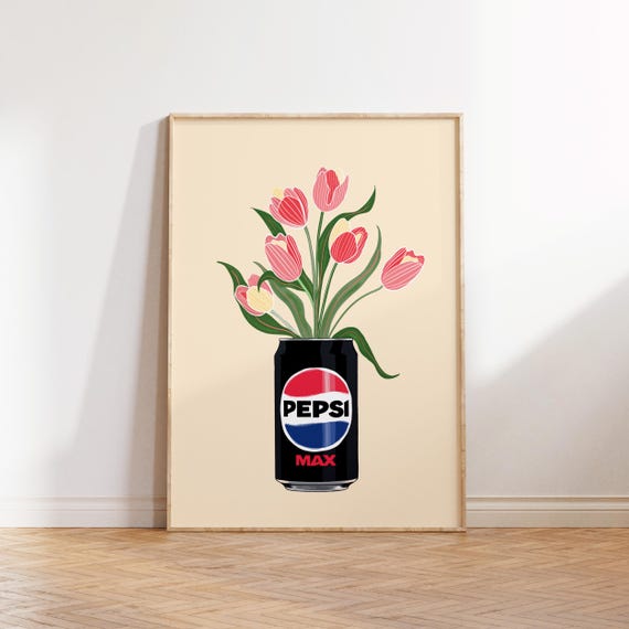 Pepsi Max Inspired Tulip Print: Floral Kitchen Art
