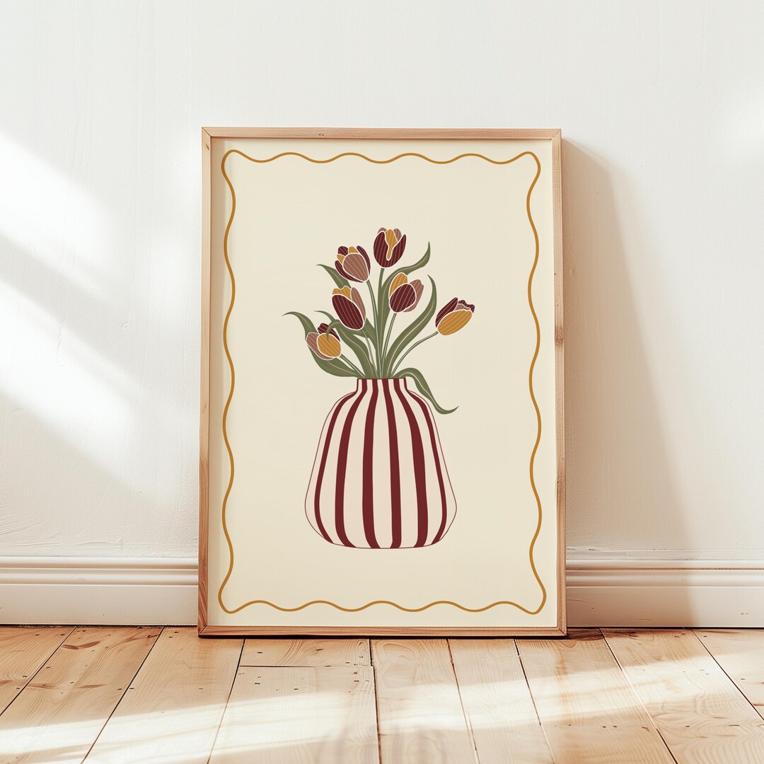 Autumn Tulip Print: Modern Floral Wall Art - Etsy UK