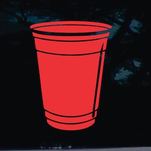 May include: A red plastic cup, often used for parties and events.