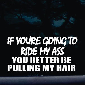 If you're going to ride my ass - you better be pulling my hair! - funny die cut vinyl window decal  [a-199]