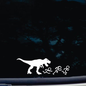 T-Rex jagend Strichmännchen-Familie! lustige gestanzte Vinyl Aufkleber [a-1822]