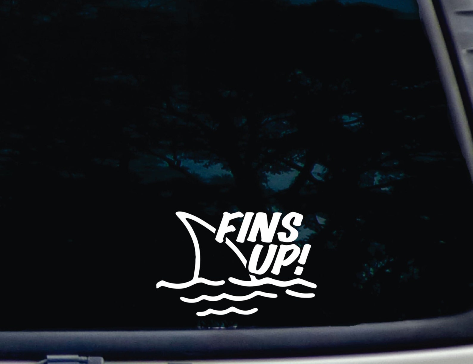 FINS UP funny die cut vinyl window decal a1552 Etsy