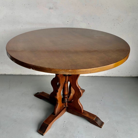 Mid Century French Country Round Dining, Antique Round Pedestal Table Au
