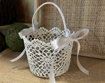 Lace flower girl basket romantic basket flower girl accessory wedding lace basket unique decor for wedding ceremony lace bridal shower decor