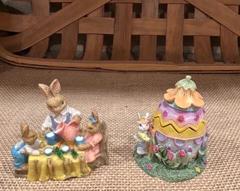 Mini Bunnies set vintage Fairy garden collectibles