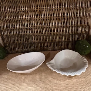 2 Serving dishes unique shaped bowls for snacks and dips and chips vintage serving dishes modern tablescaping sauce bowls hummus dip bowls