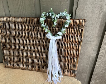 Eucalyptus and flowers wedding wand/ altered wedding basket/ wand instead of basket/greenery wedding wand/wedding wand with ribbon streamers