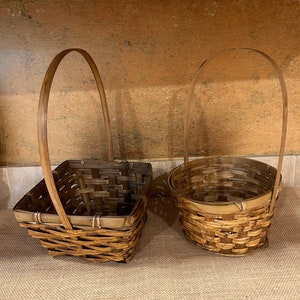 Flower girl basket Wedding basket with rustic brown finish wedding accessory rustic flower girl basket barn wedding farmhouse basket
