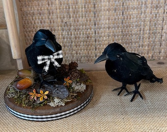 Halloween black raven and arrangement spooky gothic crow gift for crow/raven lover
