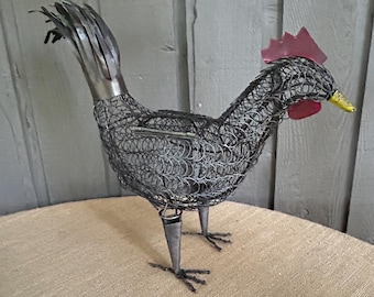 Metal rooster large with an opening on top kitchen island farmhouse decor