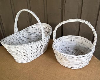 Extra Large White Willow Wedding Basket for Programs, Favors, DIY Decor