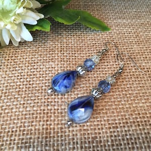 Wedding earrings for bride blue earrings gift for bride something blue jewelry bling earrings crystal blue earrings blue wedding earrings