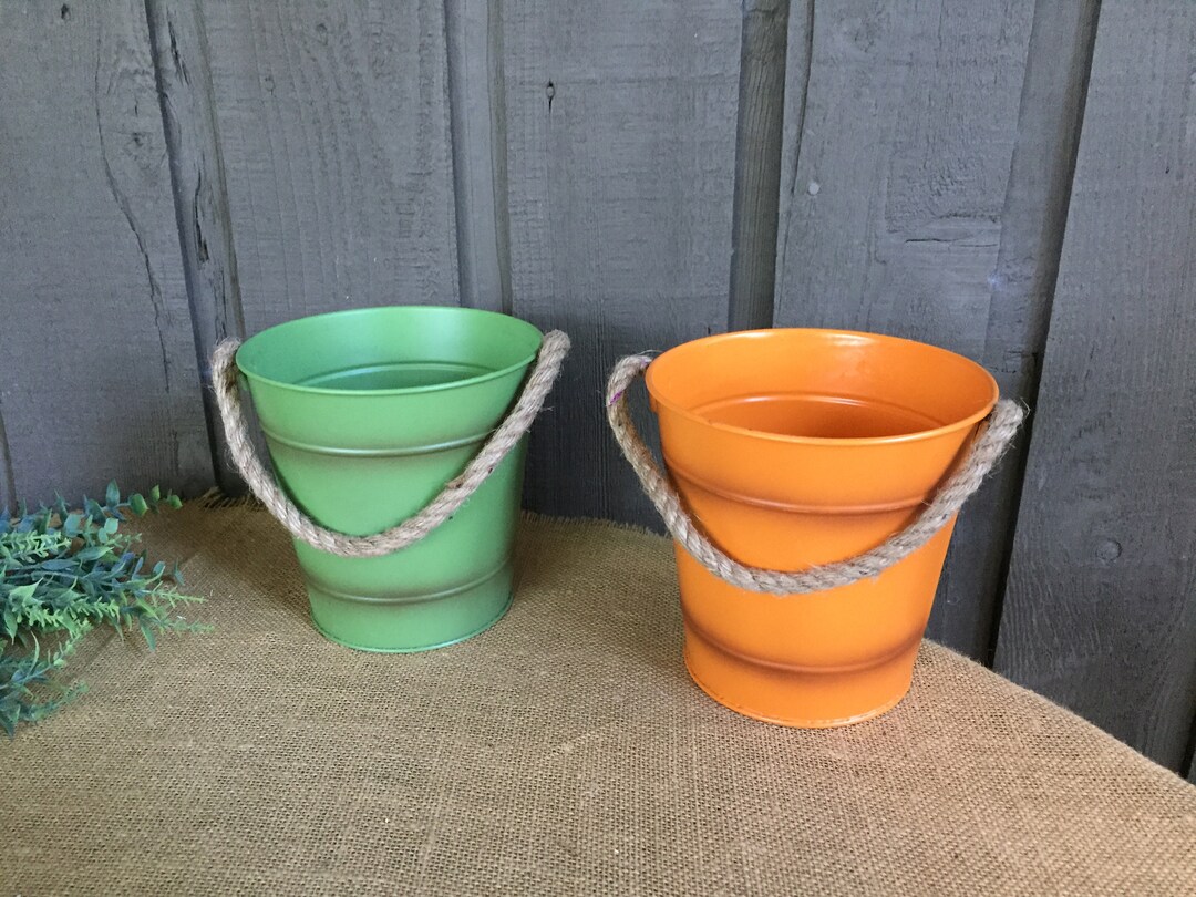 Small Fall Pails Fall Pails With Rope Handles Flower Girl Pails Gift Containers Orange ...