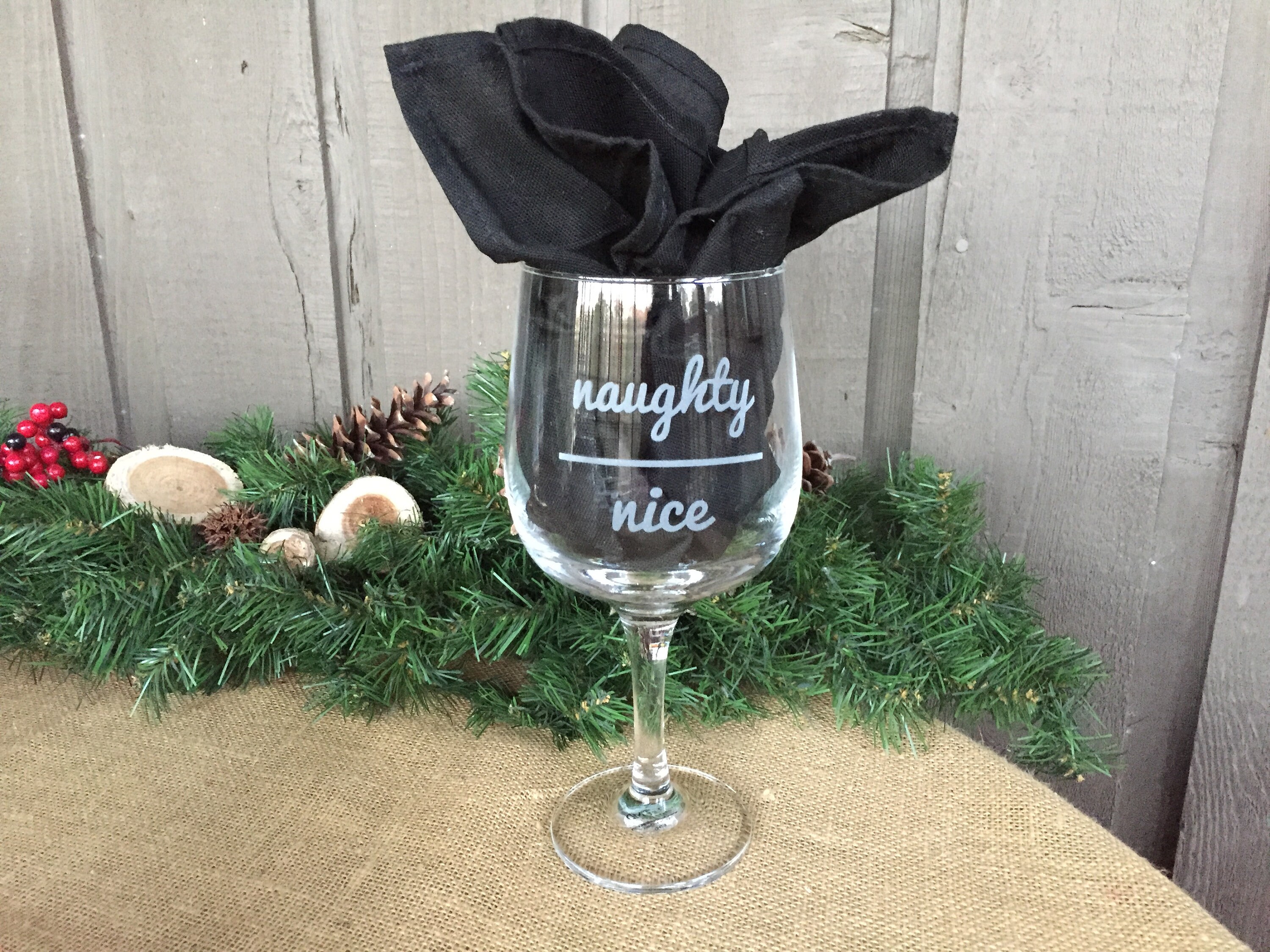 Large naughty and nice wine glass/ gag gift/ wine glass gift/ Etsy