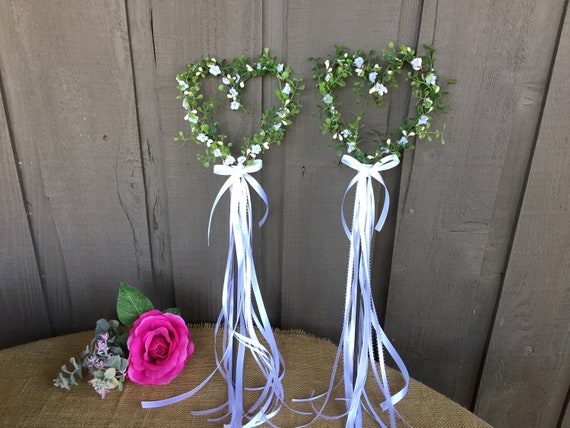 bridesmaids Rose wand Ivory or White heart shaped Flower girl wand for wedding 