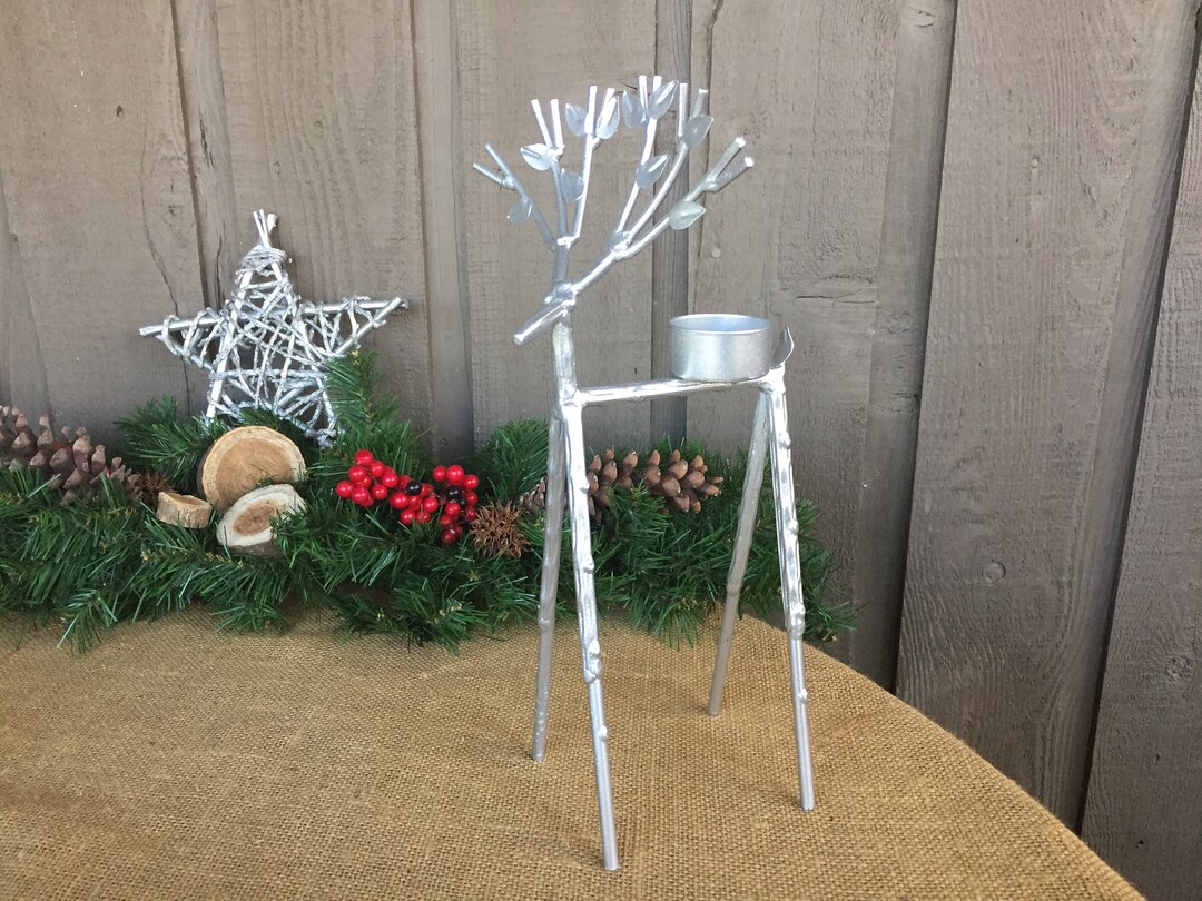 Vintage Modern Silver Metal Deer With Tea Light Holder/ Deer Etsy