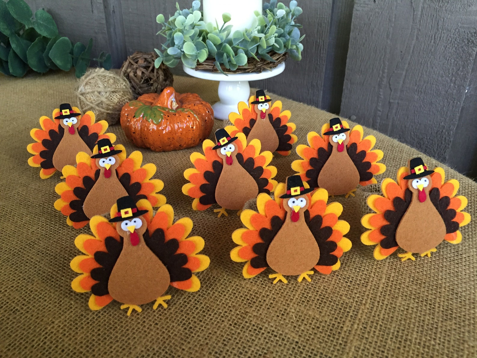 4 Turkey napkin rings/best seller/ turkey decor/ burlap napkin Etsy