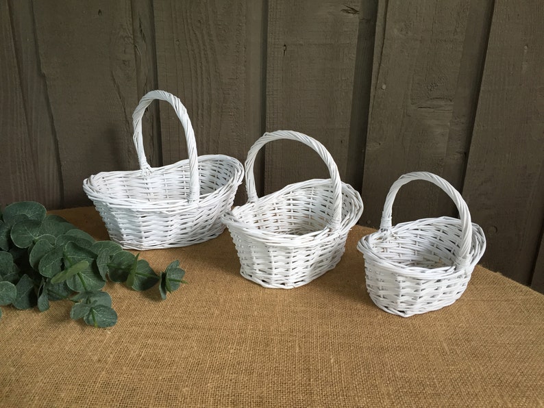 White Willow Baskets 3 Sizes Flower Girl For Girls Wedding Diy Decorate Yourself