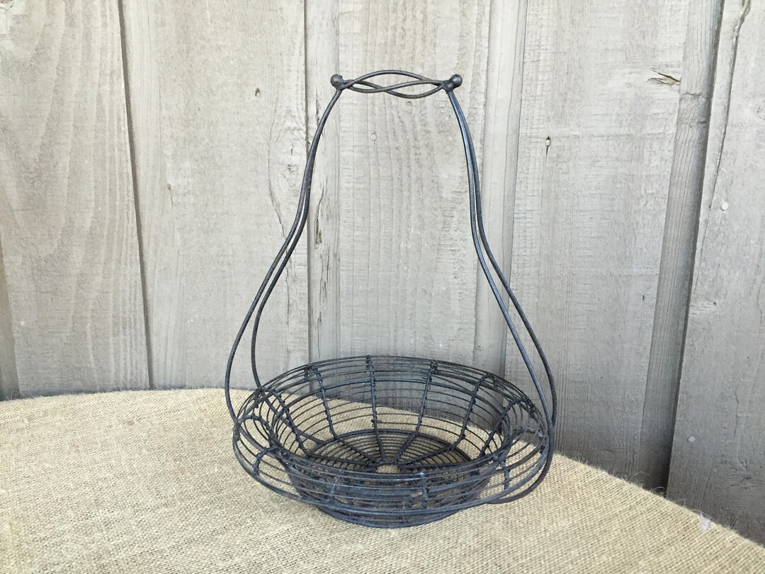 Vintage Industrial Wire Basket, Flower Girl Basket, Industrial Basket